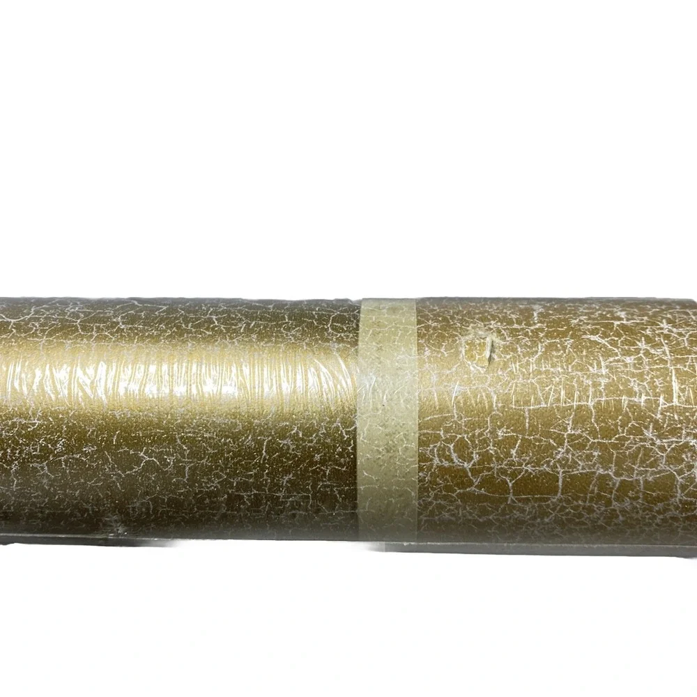 York Gold Silver Foil Crackle Striped Beige VTG Dbl Roll Wallpaper West Wind Des